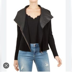 TED BAKER Seeari Merino Wool & Leather Biker Jacket